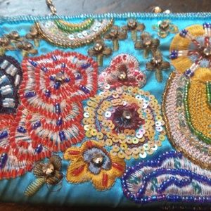 Beautiful embroidered sequence evening clutch